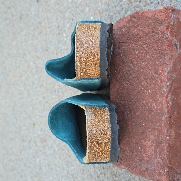 Birkenstock Amsterdam Turquoise Teal Suede Clogs Mules Size 38 - Picture 9 of 14